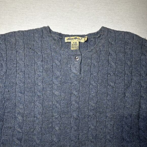 Eddie Bauer Vintage 100% lambswool sweater women's Size L in Light Blue, Grandpa - Picture 3 of 5
